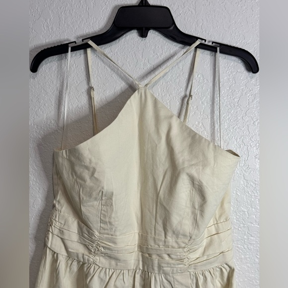 Banana Republic Dress Women 6 Ivory Midi Halter Button Front Ruched Yacht Beach - Picture 7 of 11